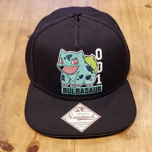 Pokémon Bulbasaur Hat Cap Snapback Blue Blockhead One Size Bio World New Black
